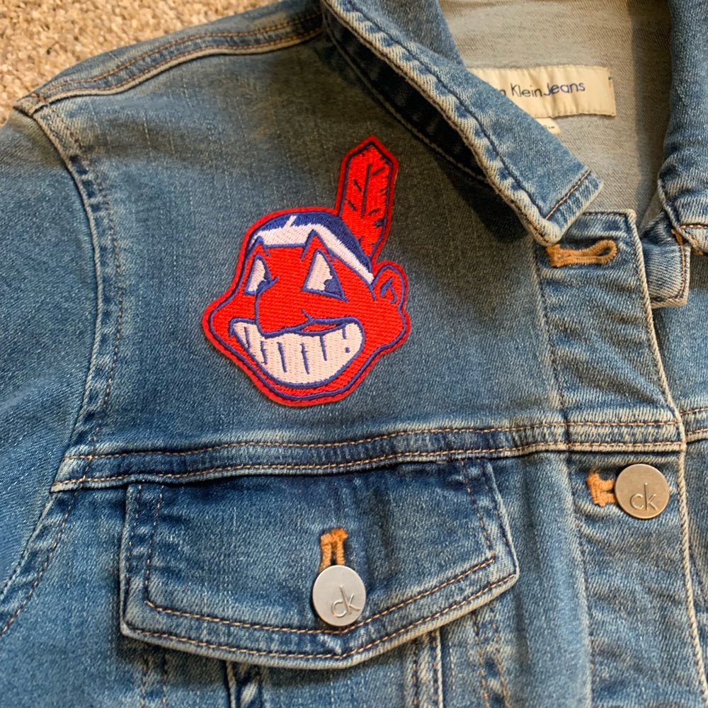 Cleveland Indians chief wahoo patched Calvin Klein Denim Jacket